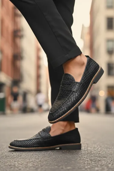 Mocasini barbati negri, tapla subtire, piele eco, comozi 12317 N2.3.4-2